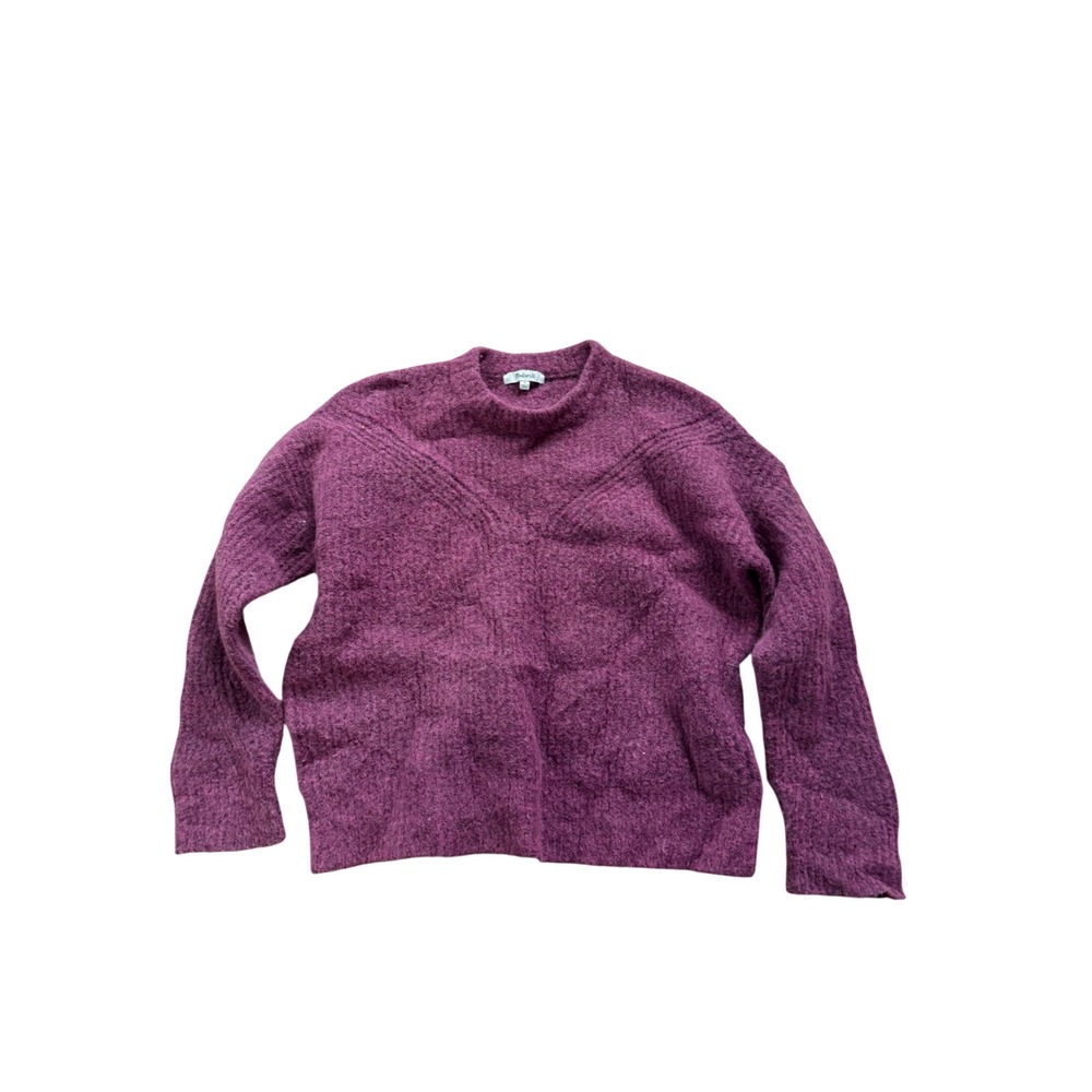 Madewell Purple Textured Knit Wool Blend Pullover Sweater Size S Cozy Knitwear